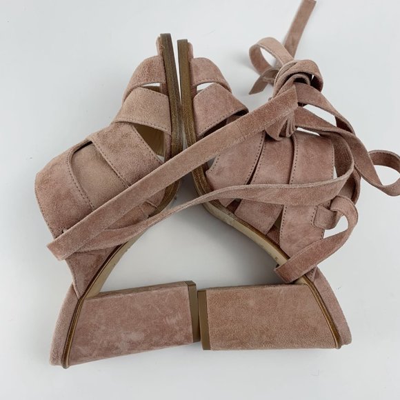 L.K. Bennett Seline Pink Suede Strap Tie Sandals - Picture 9 of 16